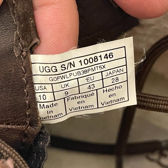 UGG Seton Mens Brown Leather Sheepskin Lined 10 - Picture 13 of 16